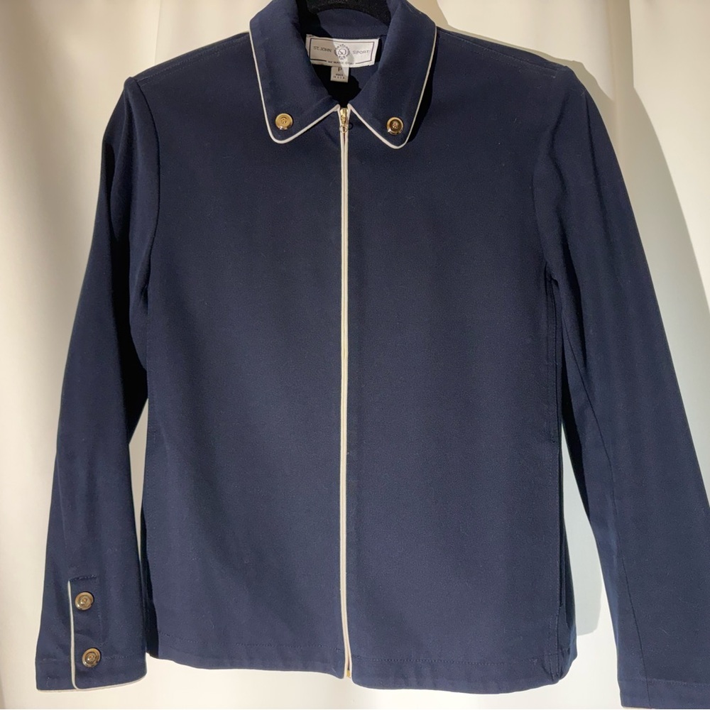 Classic Navy Women's Blazer with Gold Details